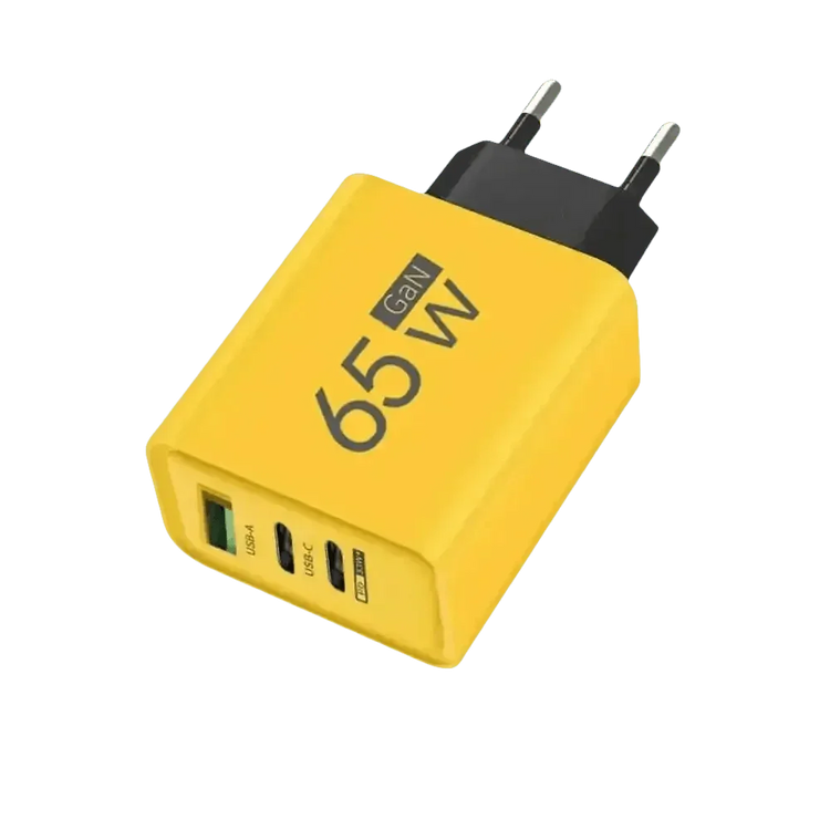 Yellow 65W GaN USB Charger Type C Adapter USB Charger by Cellphone 3C Store