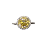 Yellow Gemstone Halo Moissanite Round Ring - GiFTiFY