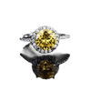 Yellow Gemstone Halo Moissanite Round Ring - GiFTiFY