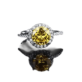Yellow Gemstone Halo Moissanite Round Ring - GiFTiFY