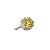 Yellow Gemstone Halo Moissanite Round Ring - GiFTiFY