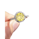 Yellow Gemstone Halo Moissanite Round Ring - GiFTiFY