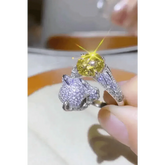 Yellow Moissanite Fox Ring Animal Design 2 Carat Animal Ring - GiFTiFY