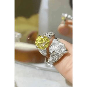 Yellow Moissanite Fox Ring Animal Design - GiFTiFY
