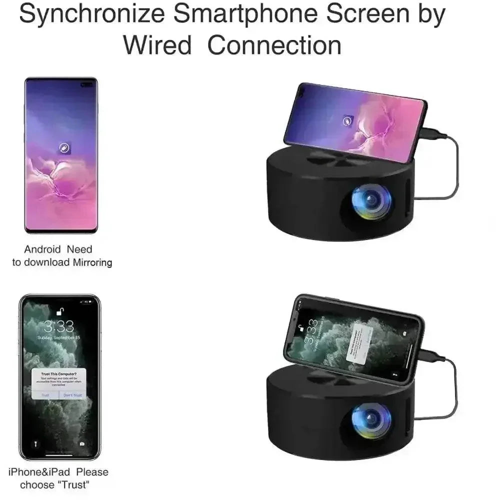 YT200 Mini Projector Black Phone Compatible - GiFTiFY