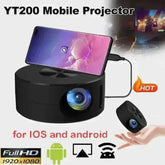 YT200 Mini Projector Black Phone Compatible - GiFTiFY